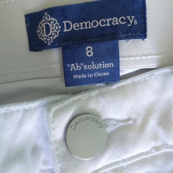 Democracy Absolution Optic White Ankle Skimmer Cropped Jeans Mid Rise Modern - Picture 7 of 9